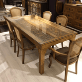 Antique Indian Hand Carved  Solid Wood Dining Table 16